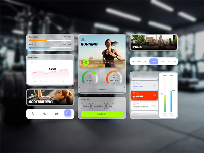 Fitness App Components app appication component design elements fitness health mobile ui