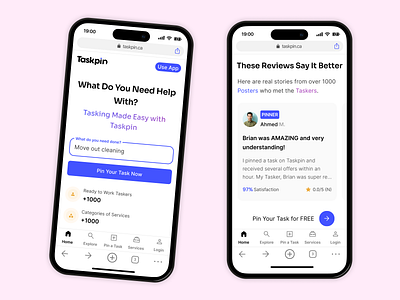 Taskpin Landing (Mobile Version) landing mobile responsive ui