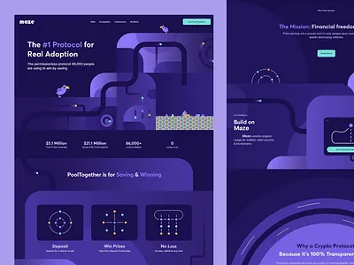 Maze - ux design for gamified finance crypto crytpo web design dark colored ui design dark mode ui defi ui digital banking ux financial gamification futuristic web design gamified finance gamified finance web design maze responsive ux design ui ui ux ui visuals ux ux ui design ux visuals web design web3 experience
