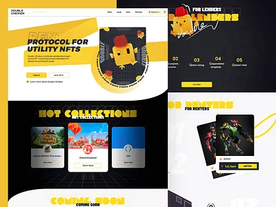 DOUBLE CHICKEN - NFT MARKETPLACE design element transaction illustration interactive elements landing page lenders marketplace motion design nft nft collections nft renatl page load ui ui design ux design uxui web design web ui web ux website