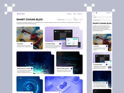 Smartchain blog posts animation blockchain blog crypto design figma framer graphic design landingpage nft responsive trade