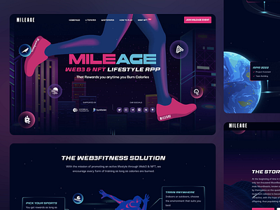 MILEAGE - WEB3 LIFESTYLE WEBSITE design engagement fitness website health website hero section illustration landing page lifestyle website motion design nft ui ui design ux ux design uxui visual appeal web animation web design web ui web3