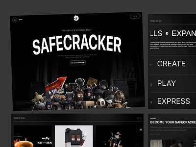 SAFECRACKER LANDING PAGE character design collectibles design digital assets illustration interactive lelements landing page menu icon motion design ui ui design ux ux design uxui visual appeal web web ui web ux website website design