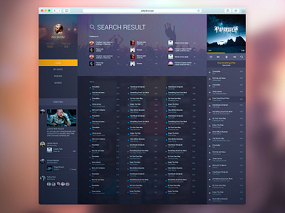 Music Web Search material material design music news player playlist profile sidebar ui user web