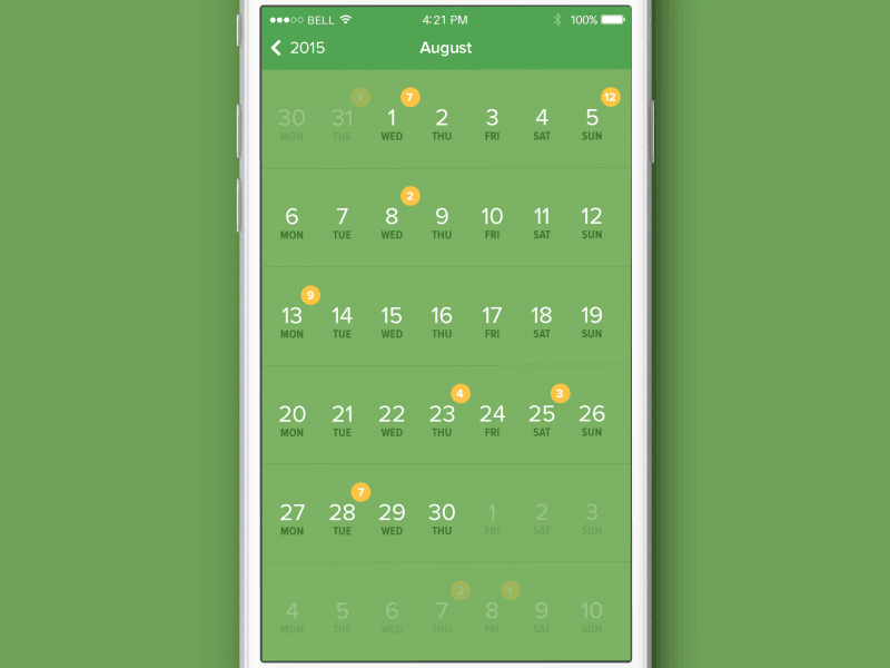 Interactive Calendar animation calendar clean flat gif gui interactive kyiv mobile open source uiux ukraine