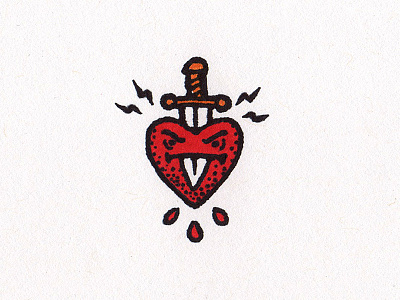 Broken Hearts dagger heart illustration logo mark