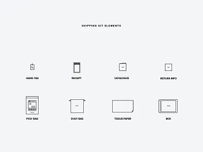 Shipping Kit Icons box hangtag icons illustrations kit packaging promo receipt shipping tradesy