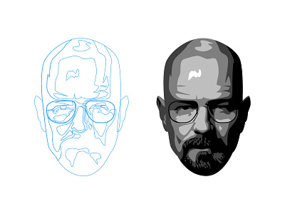 Walter White Portrait Progress 2d breaking bad heisenberg outlines portrait vector vector portrait walter white