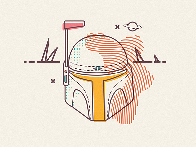 Proper Fett boba colour fett force helmet icons illustration line mask overprint sci fi star wars