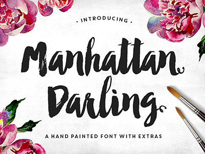 Manhattan Darling Typeface brush font hand drawn lettering logo painted script type typeface typography