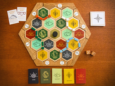 Handmade Catan boardgame catan gift hand painted icon illustrator line icon lines minimal wood woodworking