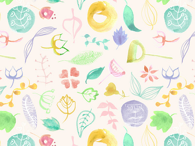 floral pattern floral flowers leaves organic pastel pattern petals plants watercolor