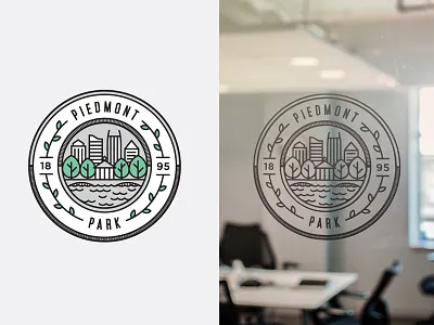 Piedmont Park IRL atlanta badge crest illustration line illustration park vinyl window