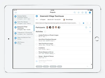 blueskyme project detail activity app dashboard grid ipad list map people productivity todo