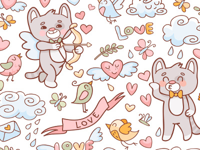 Cupids cats birds cats clouds cupids love