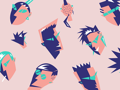 Punks in the city 80s illustration wallpaper