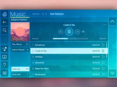 Music Player Interface app blue equalizer interface layout media music play player ui ux