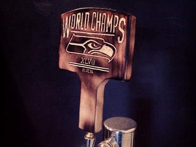 Hawks Tap Handle 12s beer football homebrew nfl playoffs sea seahawks seattle twelves wa wood