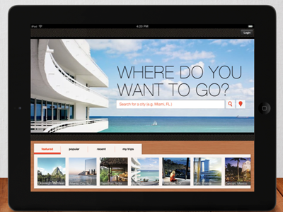 Travel Inspiration App ios mobile tablet travel user experience ux design