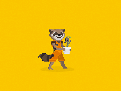 Best Friends baby groot groot guardians of the galaxy marvel pixel art pixels rocket raccoon