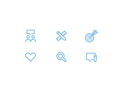 Icons collaboration design icons like message productivity search stroke