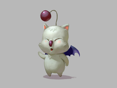 moogle cute digital painting final fantasy gaming illustration moogle