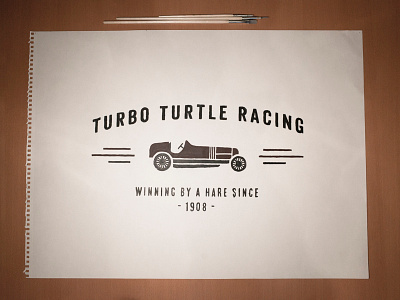Turbo Turtle Racing acrylic handtype logo painting racecar typography vintage