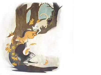 Grandfather's Cats book illustration cat cats forest illustration kidlit