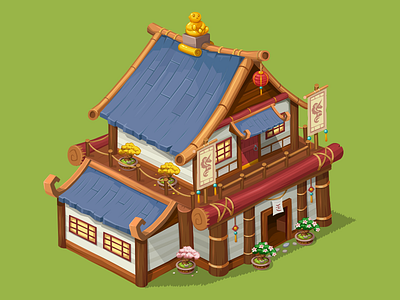 Asian Embassy asian building game game art game design illustration isometric vector