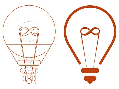 Updated Logo bulb creative golden grid infinity logo mark personal ratio