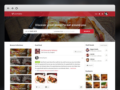 Zomato Feed Design feed food heart minimal red social web white zomato