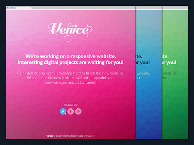 Venice | Coming Soon Page coming soon landing page layout minimal one page poly poly background psd responsive single page social template