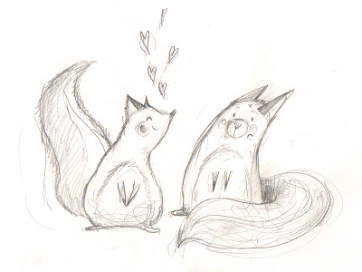 Love love love... foxes hearts love sketch