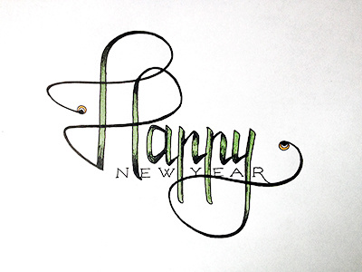 Happy New Year ::: Hand-lettered Typography custom typography hand drawn typography hand lettered hand lettering handletter handwritten illustrated type paper graffiti type typography