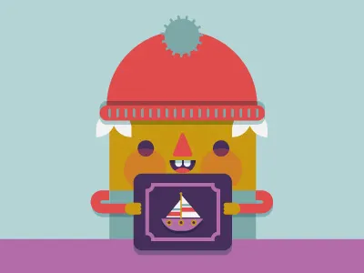 Hubert likes boats cute dorky flashcards geometric hat sail sailboat teeth