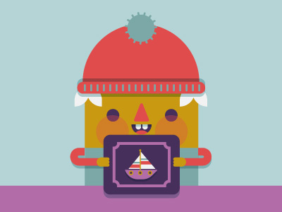 Hubert likes boats cute dorky flashcards geometric hat sail sailboat teeth