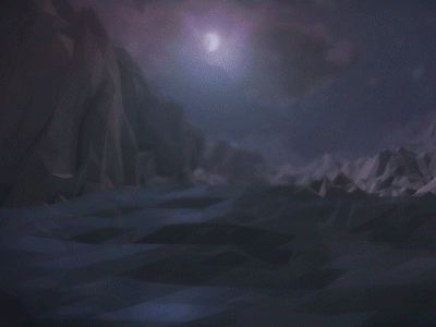 Mountain by the Sea 3d after effects animation landscape low poly lowpoly mir night render world