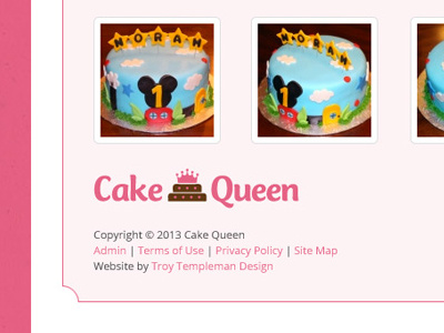 Cake Queen Website Footer border design development footer gallery logo website