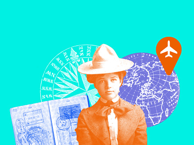 Claudia airplane compass earth explorer globe mundi passport stamp travel traveling voyage world