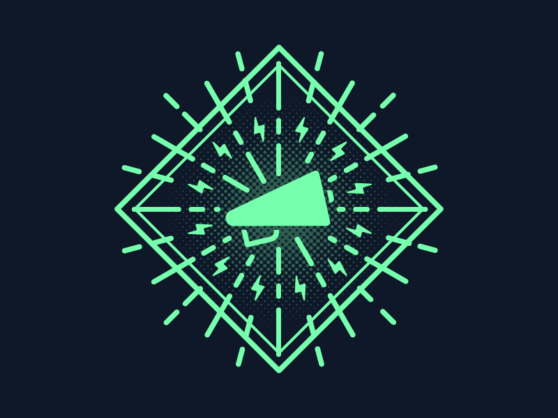 Megaphone halftone illustration lightning bolt line art megaphone vector