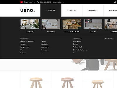 Designer's furnitures store navigation categories designer ecommerce field interface menu navigation panel room store ui webdesign