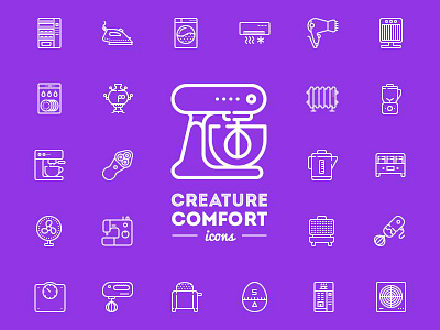 Creature comfort appliances icojam icons unigrid vector