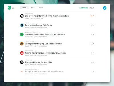 Front-end Front Homepage css3 design flat front end frontend list news responsive vote web website
