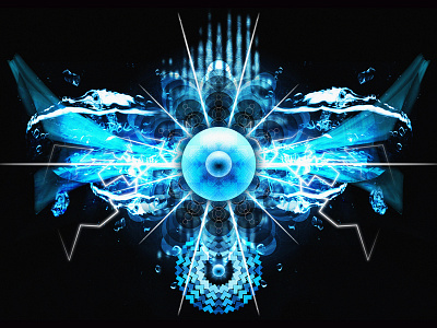 The blue light blue ice illustration mandala photoshop. psychedelic water