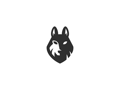 Wolf animal forest head logo negative simple space wolf