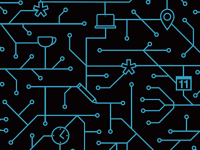 circuit board icons black card design client coffee digital dots icons illustration teal tech