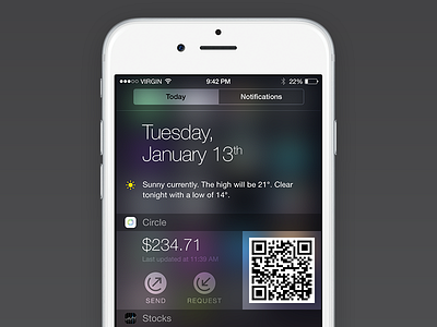 Notification Center bitcoin circle ios iphone mobile notification center widget