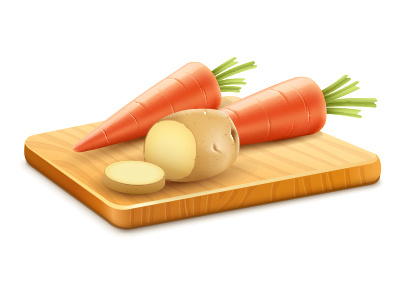 Vegetarian food - carrot and potatoes, vector carrot food icon illustration potatoes vector vegetables