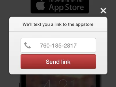 Text link modal modal number phone text twilio