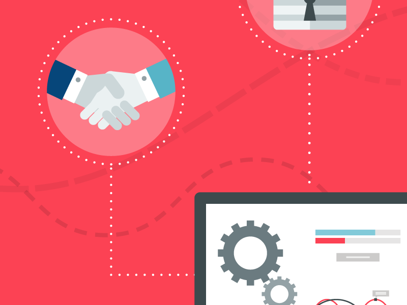 Partner APIs ebook flat handshake illustration vector
